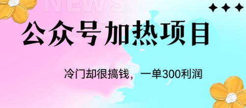 冷门公众号加热项目，一单利润300+-91网创