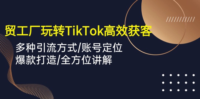 （10302期）外贸工厂玩转TikTok高效获客，多种引流方式/账号定位/爆款打造/全方位讲解-91网创