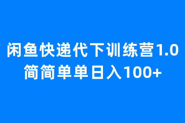 闲鱼快递代下训练营1.0，简简单单日入100+-91网创