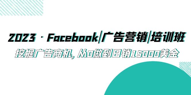 2023·Facebook|广告营销|培训班，挖掘广告商机，从0做到日销15000美金-91网创