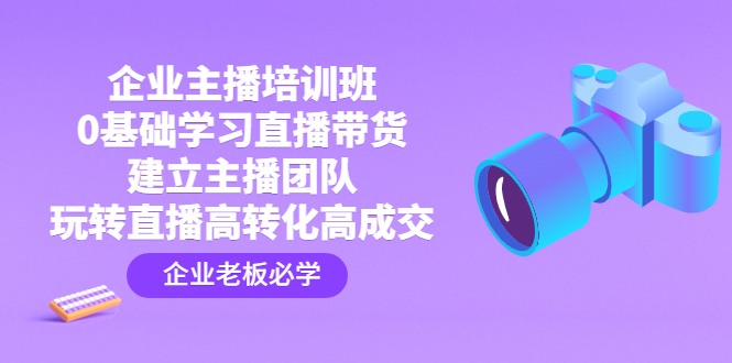 企业主播培训班：0基础学习直播带货，建立主播团队，玩转直播高转化高成交-91网创