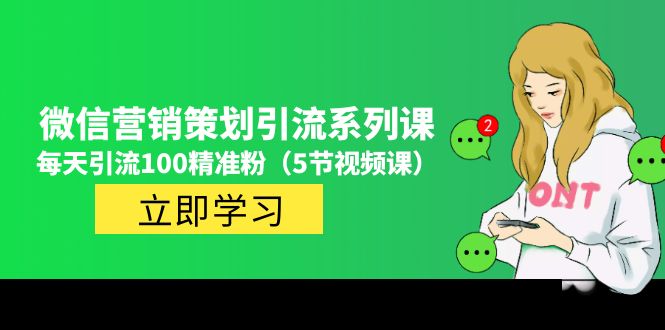 价值百万的微信营销策划引流系列课，每天引流100精准粉（5节视频课）-91网创
