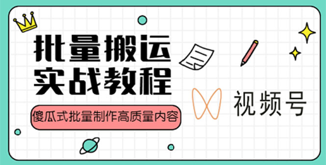 视频号批量搬运实战赚钱教程，傻瓜式批量制作高质量内容【附视频教程+PPT】-91网创