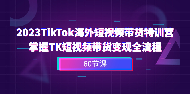 2023-TikTok海外短视频带货特训营，掌握TK短视频带货变现全流程（60节课）-91网创