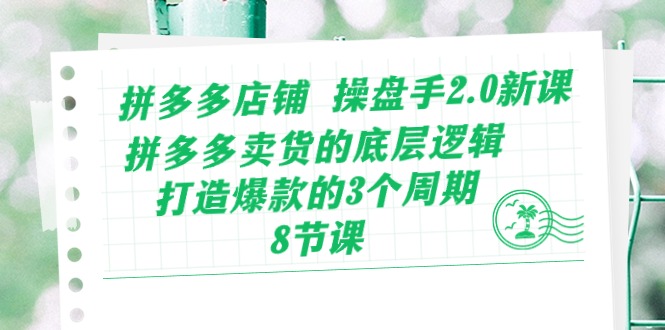 拼多多店铺操盘手2.0新课，拼多多卖货的底层逻辑，打造爆款的3个周期（8节）-91网创