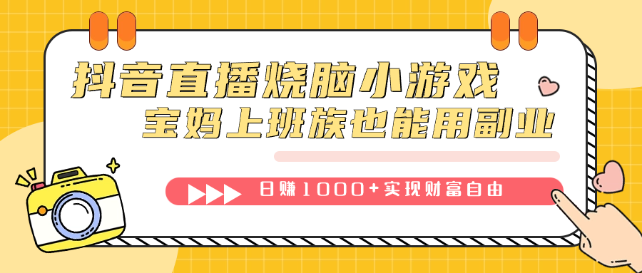 抖音直播烧脑小游戏，不需要找话题聊天，宝妈上班族也能用副业日赚1000+-91网创