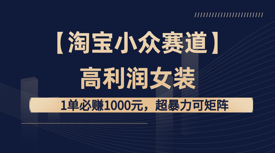 【淘宝小众赛道】高利润女装：1单必赚1000元，超暴力可矩阵-91网创