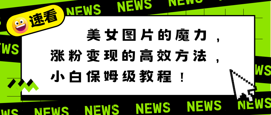 美女图片的魔力，涨粉变现的高效方法，小白保姆级教程！-91网创
