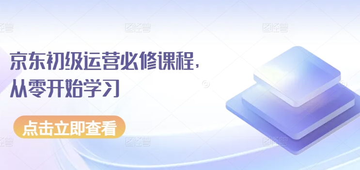 京东初级运营必修课程，从零开始学习-91网创