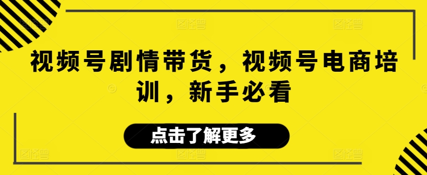 视频号剧情带货，视频号电商培训，新手必看-91网创