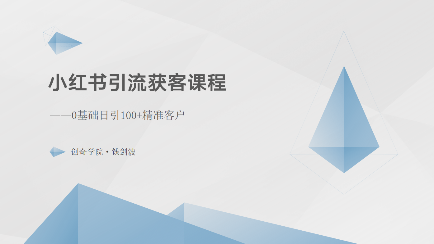 小红书引流获客课程：0基础日引100+精准客户-91网创