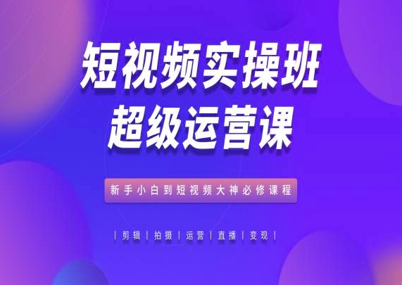 短视频实操班超级运营课，新手小白到短视频大神必修课程-91网创