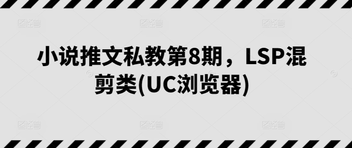 小说推文私教第8期，LSP混剪类(UC浏览器)-91网创