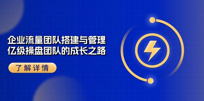 （10837期）企业 流量团队-搭建与管理，亿级 操盘团队的成长之路（28节课）-91网创