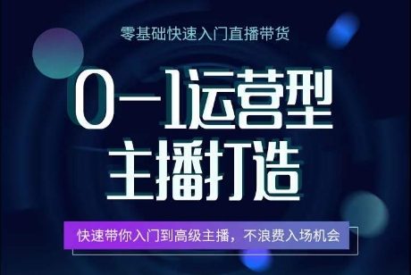0-1运营型主播打造，​快速带你入门高级主播，不浪费入场机会-91网创