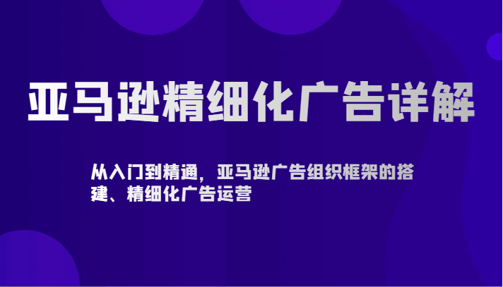 亚马逊精细化广告详解-从入门到精通，亚马逊广告组织框架的搭建、精细化广告运营-91网创