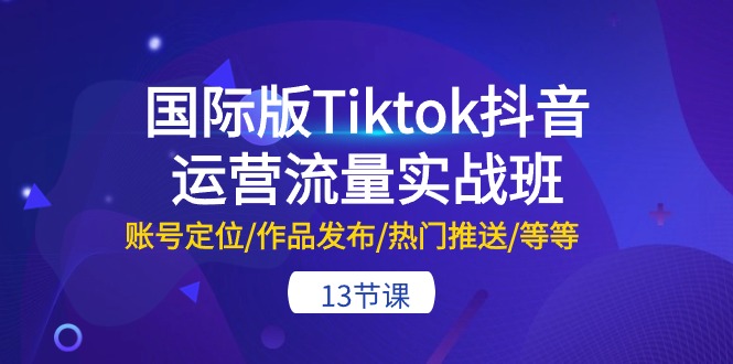 （10712期）国际版Tiktok抖音运营流量实战班：账号定位/作品发布/热门推送/等等-13节-91网创