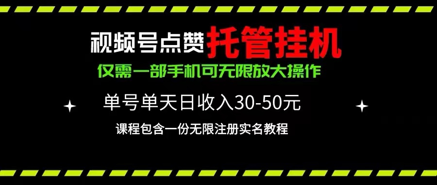 （10644期）视频号点赞托管挂机，单号单天利润30~50，一部手机无限放大（附带无限…-91网创
