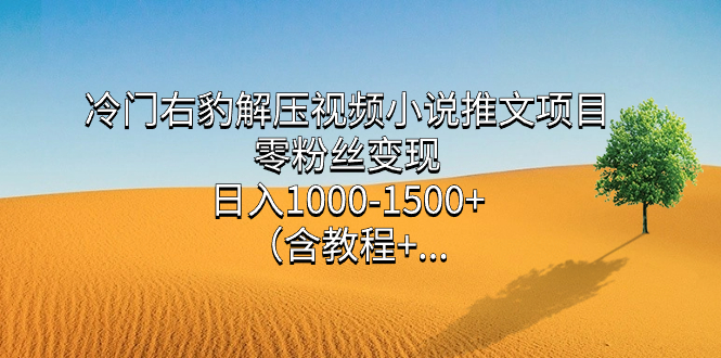 冷门右豹解压视频小说推文项目，零粉丝变现，日入1000-1500+。-91网创