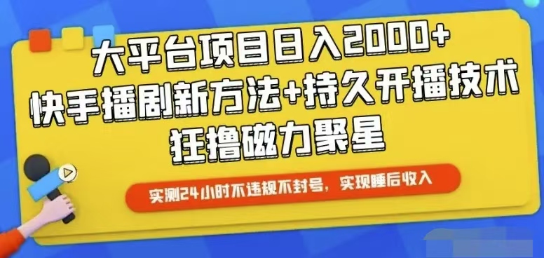 （10694期）快手24小时无人直播，真正实现睡后收益-91网创